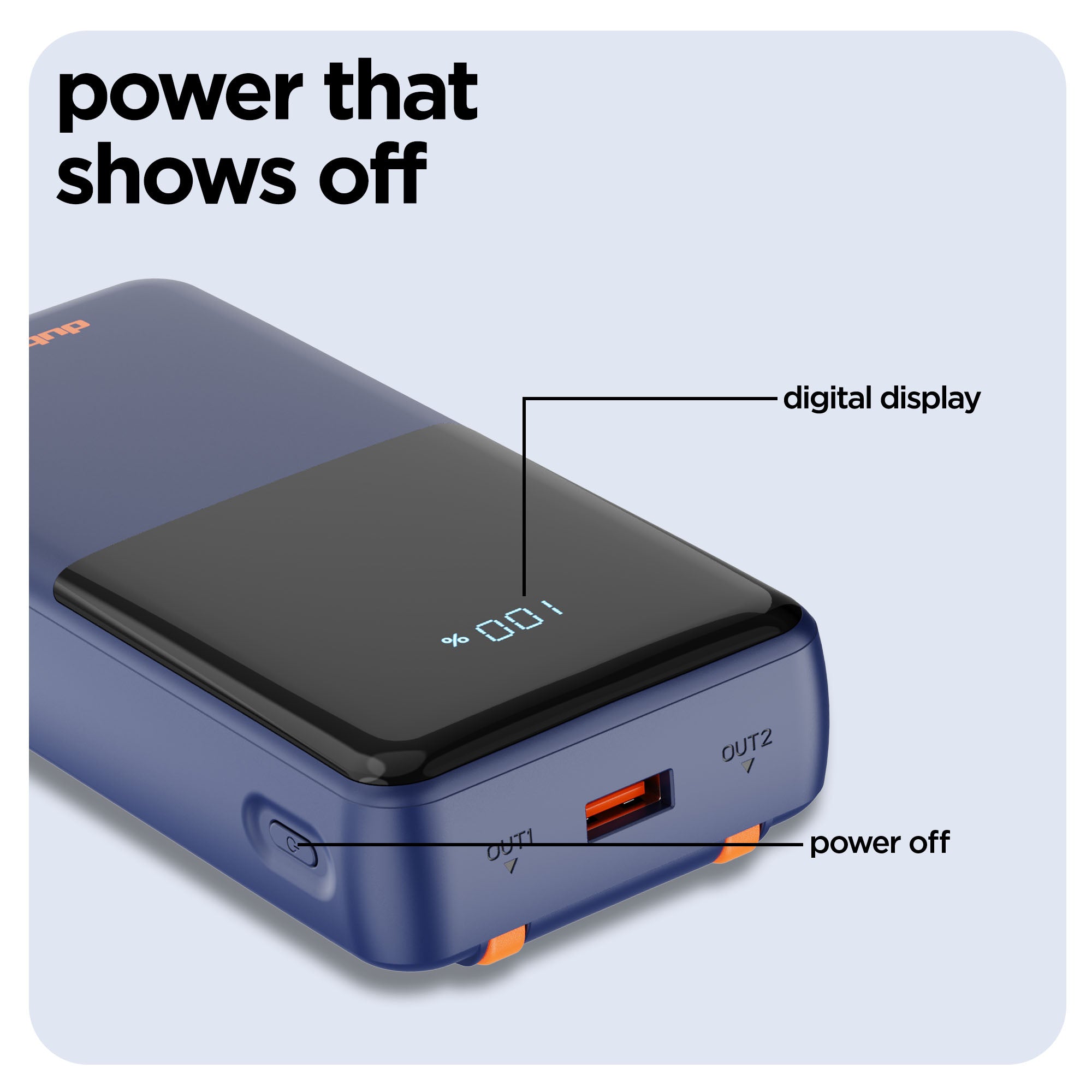 Powerblitz X5 built-in type-C and type-L cables, with both USB-A and type-C ports