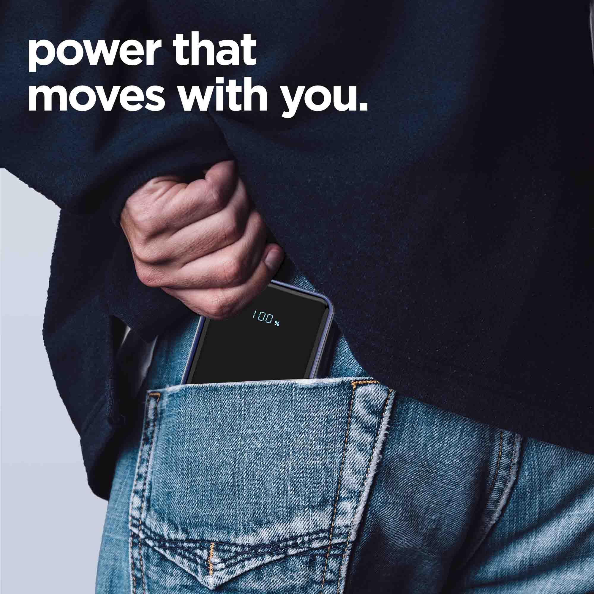 Powerblitz X5 built-in type-C and type-L cables, with both USB-A and type-C ports