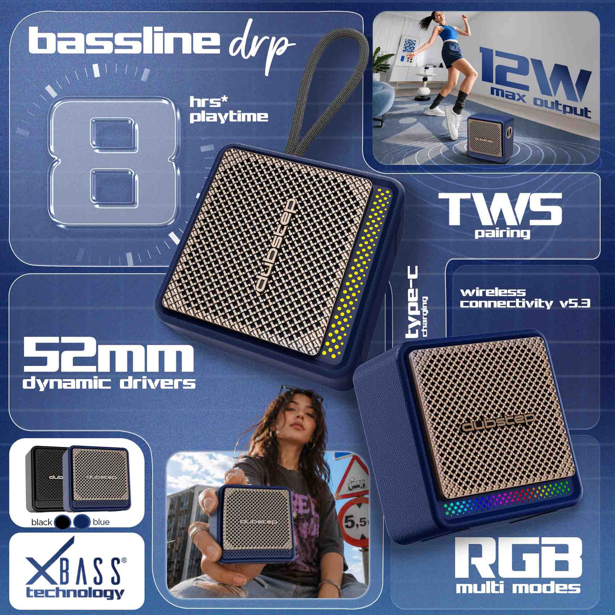 Bassline DRP Speaker Blue