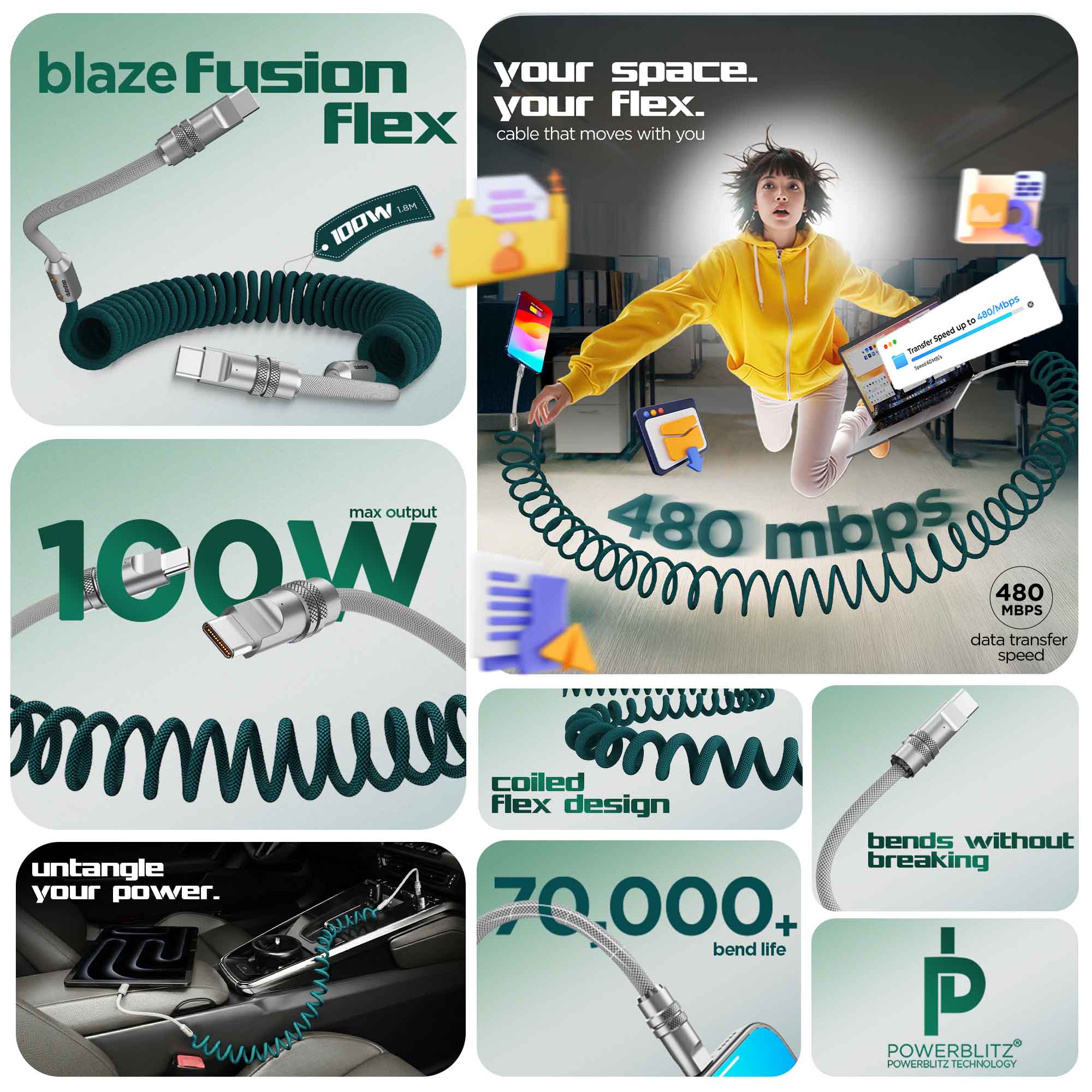 Blaze Fusion Flex 100w Green