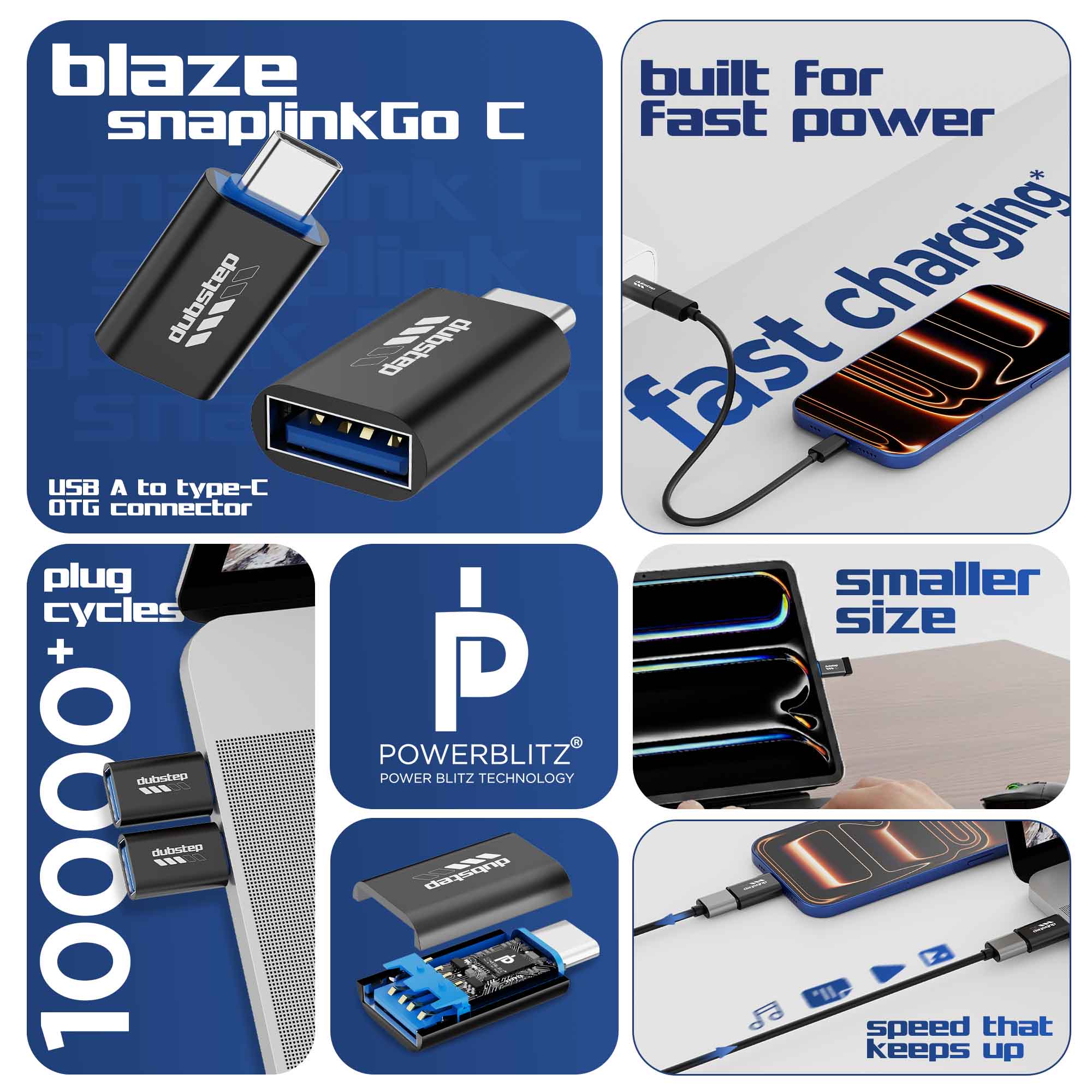 Blaze SnaplinkGo C USB-A to type-C OTG Connector