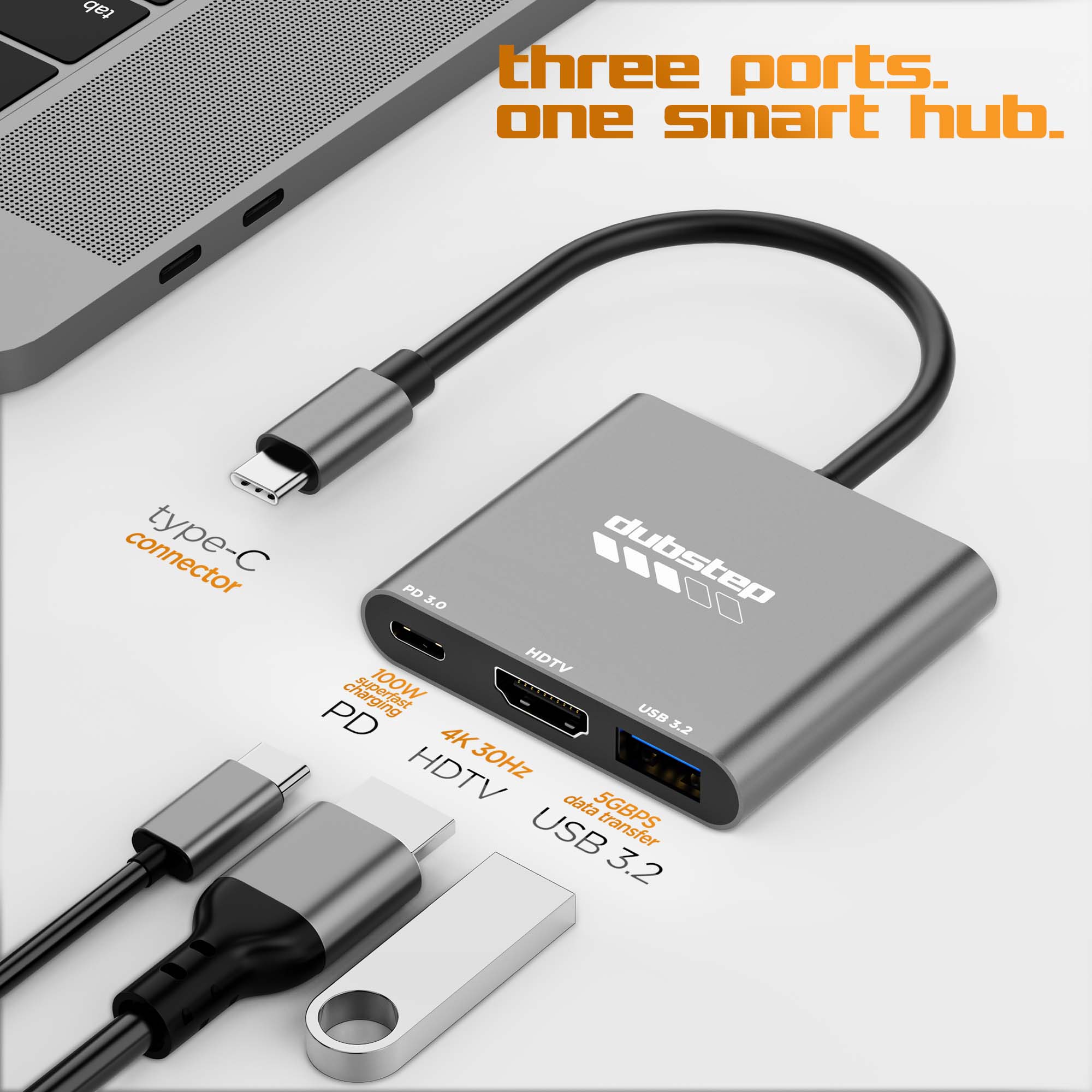 SnaplinkGo 3-in-One Type-C to HDMI USB Hub