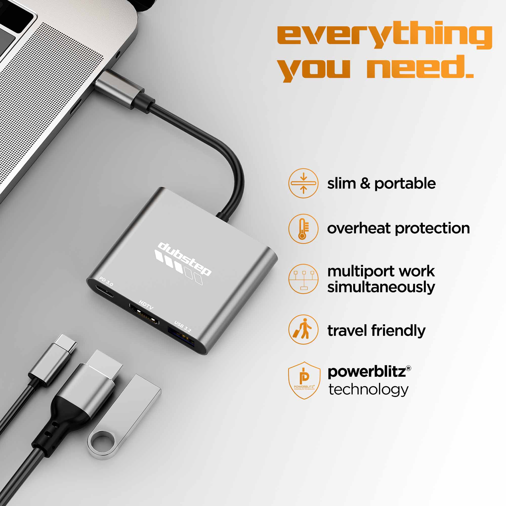 SnaplinkGo 3-in-One Type-C to HDMI USB Hub