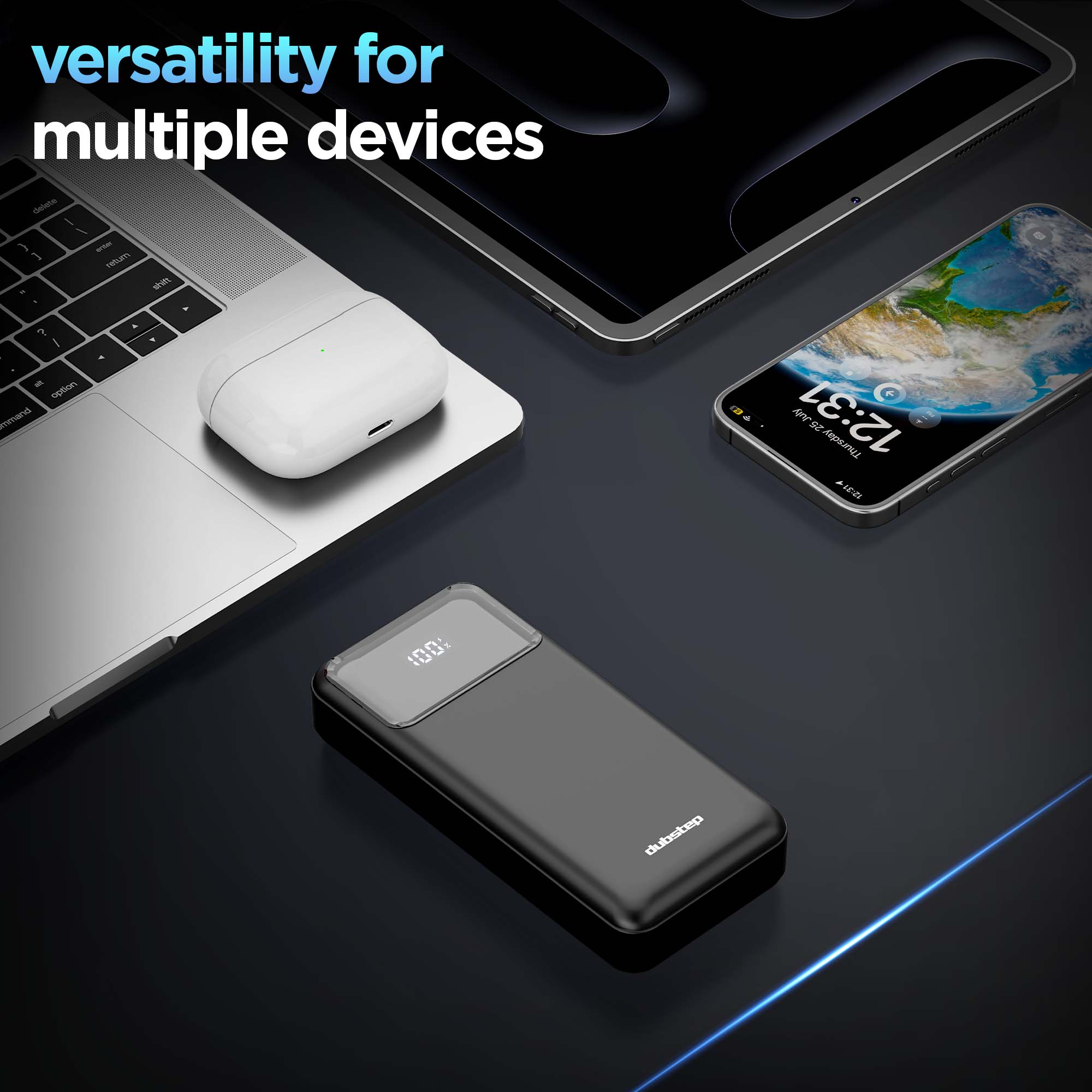 Powerblitz X4 multi-device charging powerbank with dual USB port & type-c