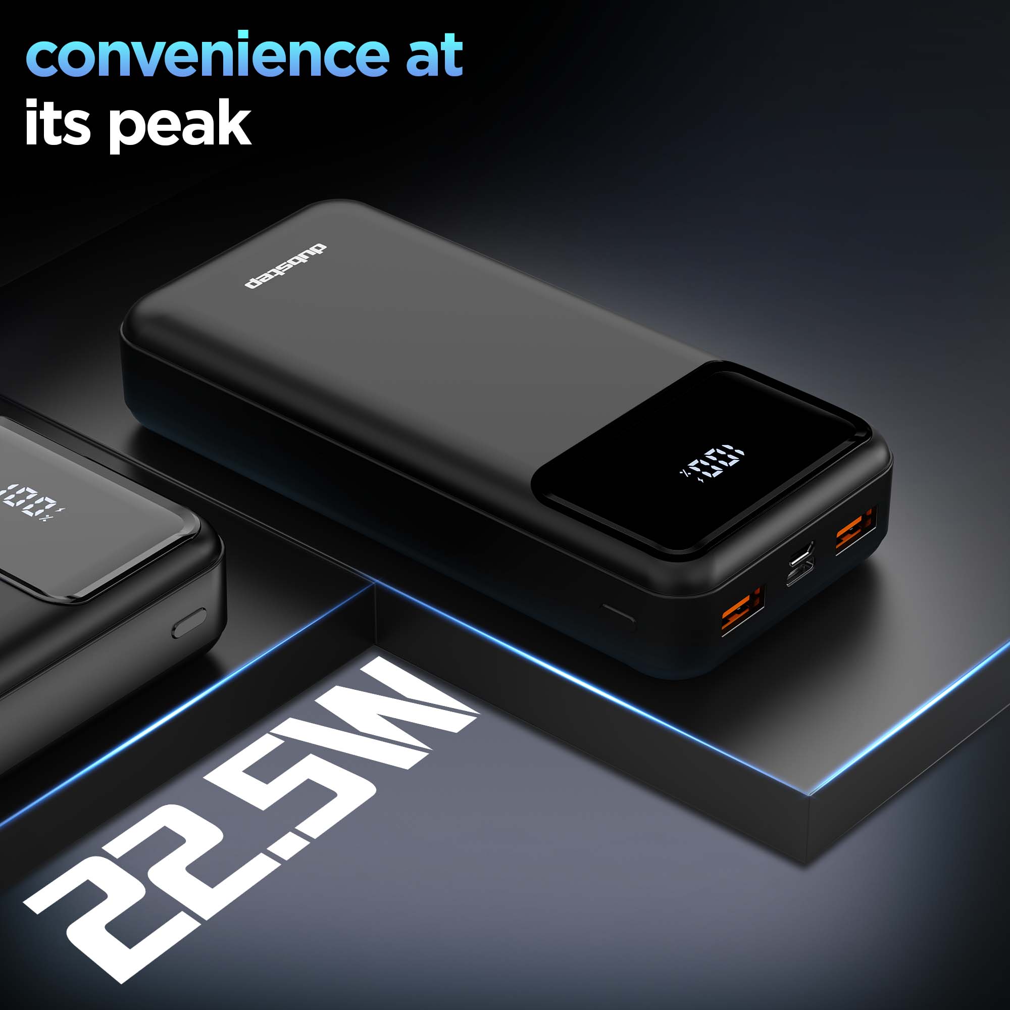 Powerblitz X4 multi-device charging powerbank with dual USB port & type-c