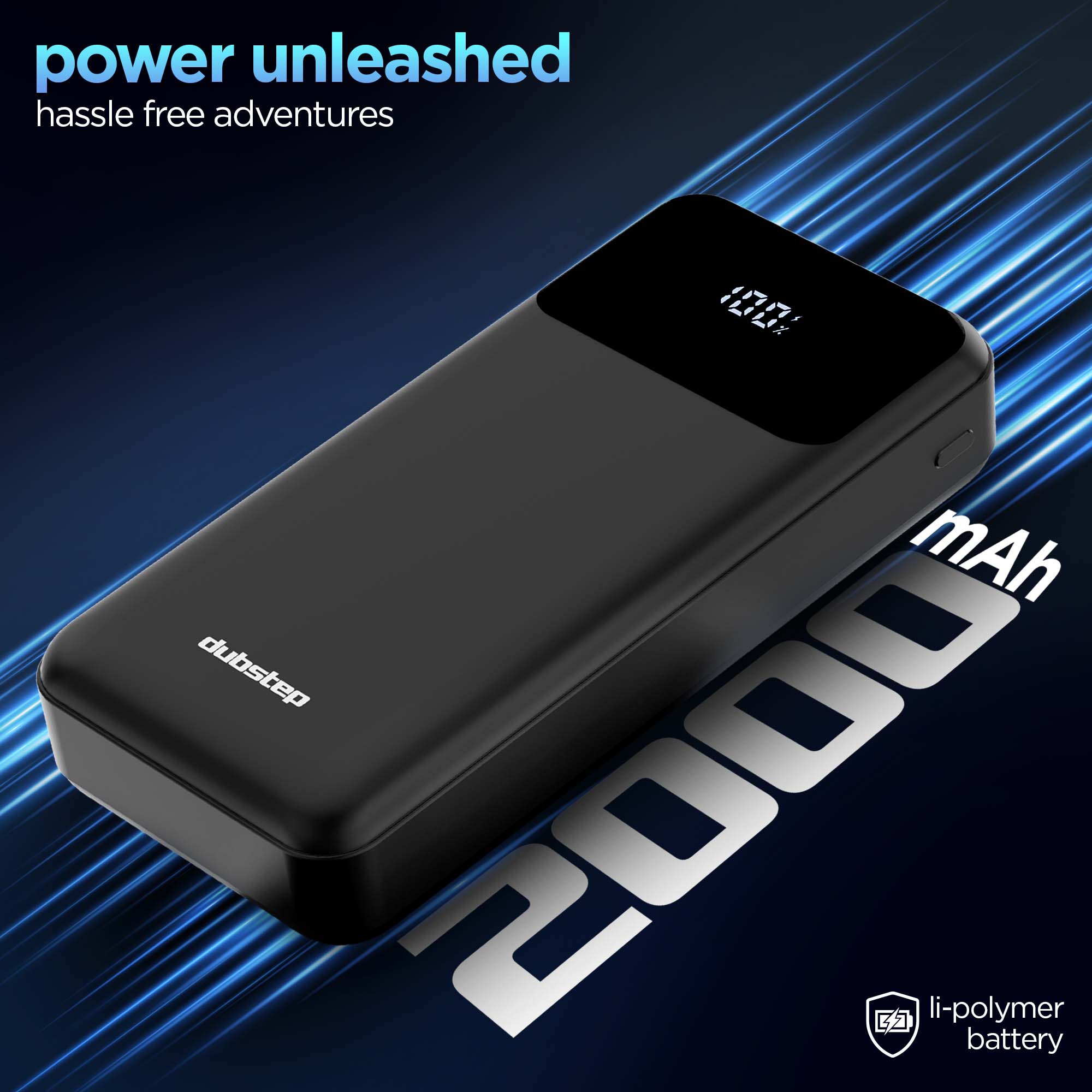 Powerblitz X4 multi-device charging powerbank with dual USB port & type-c