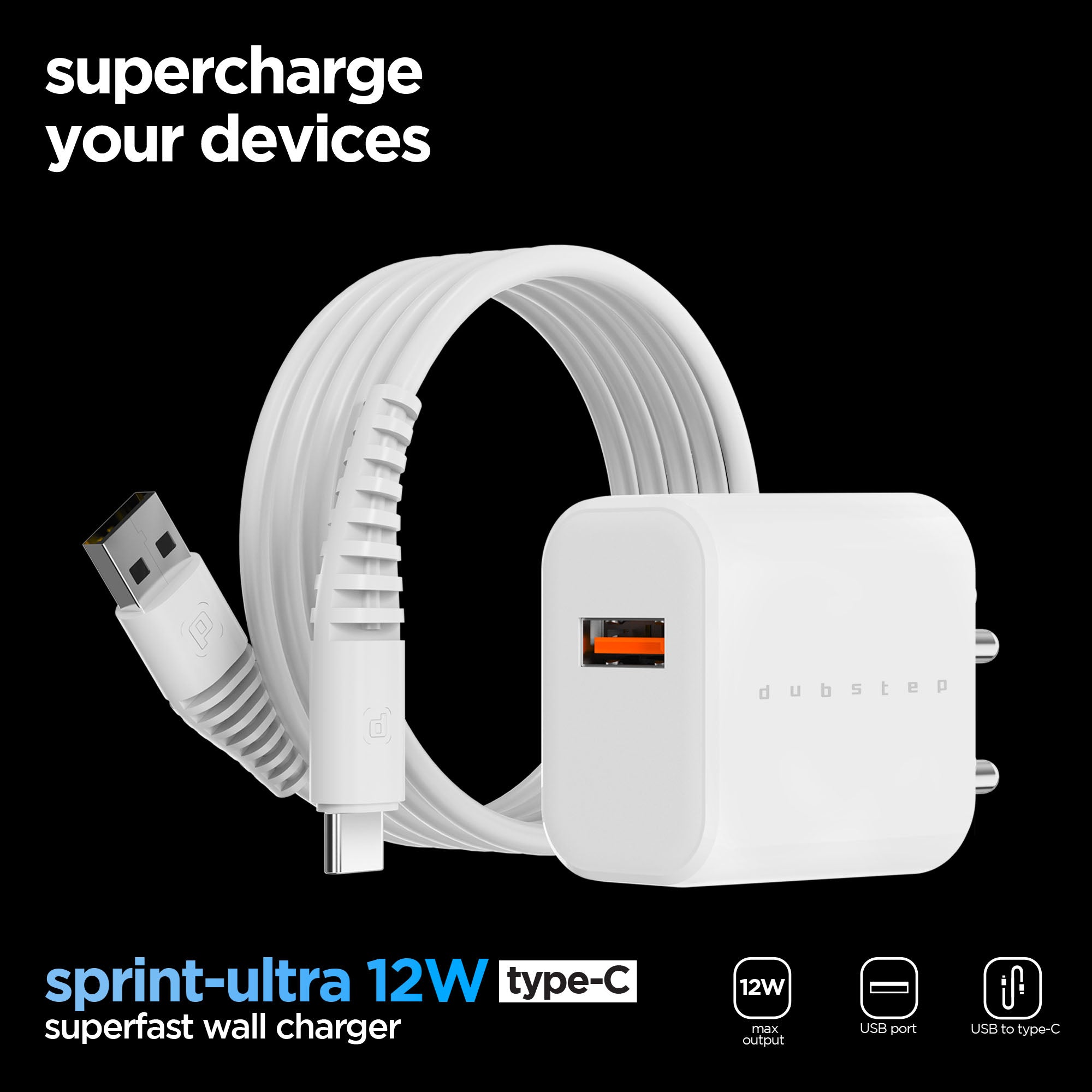 Sprint 12W 2.4A Fast Charger with Cable (Micro USB to USB-A)