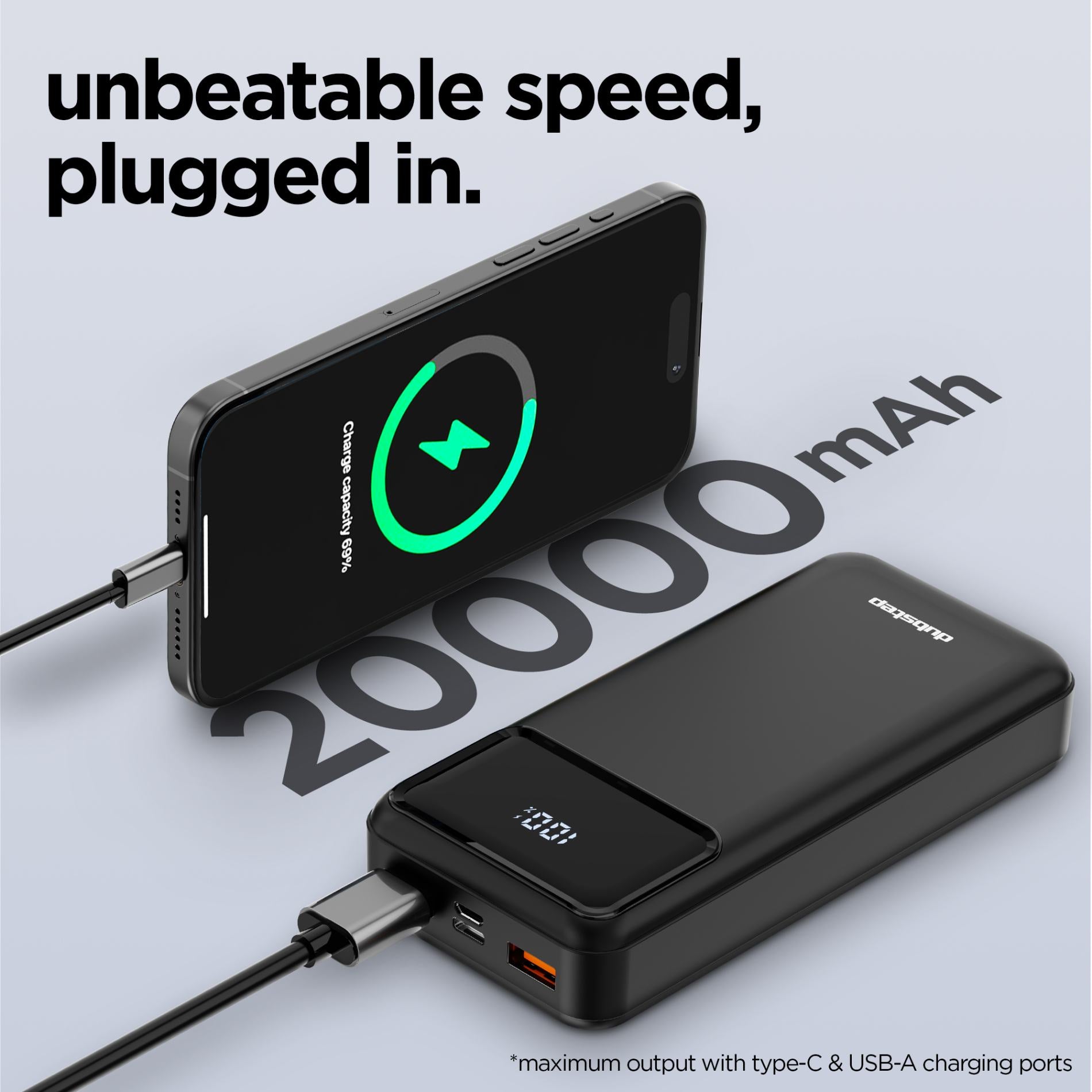 Powerblitz X4 multi-device charging powerbank with dual USB port & type-c