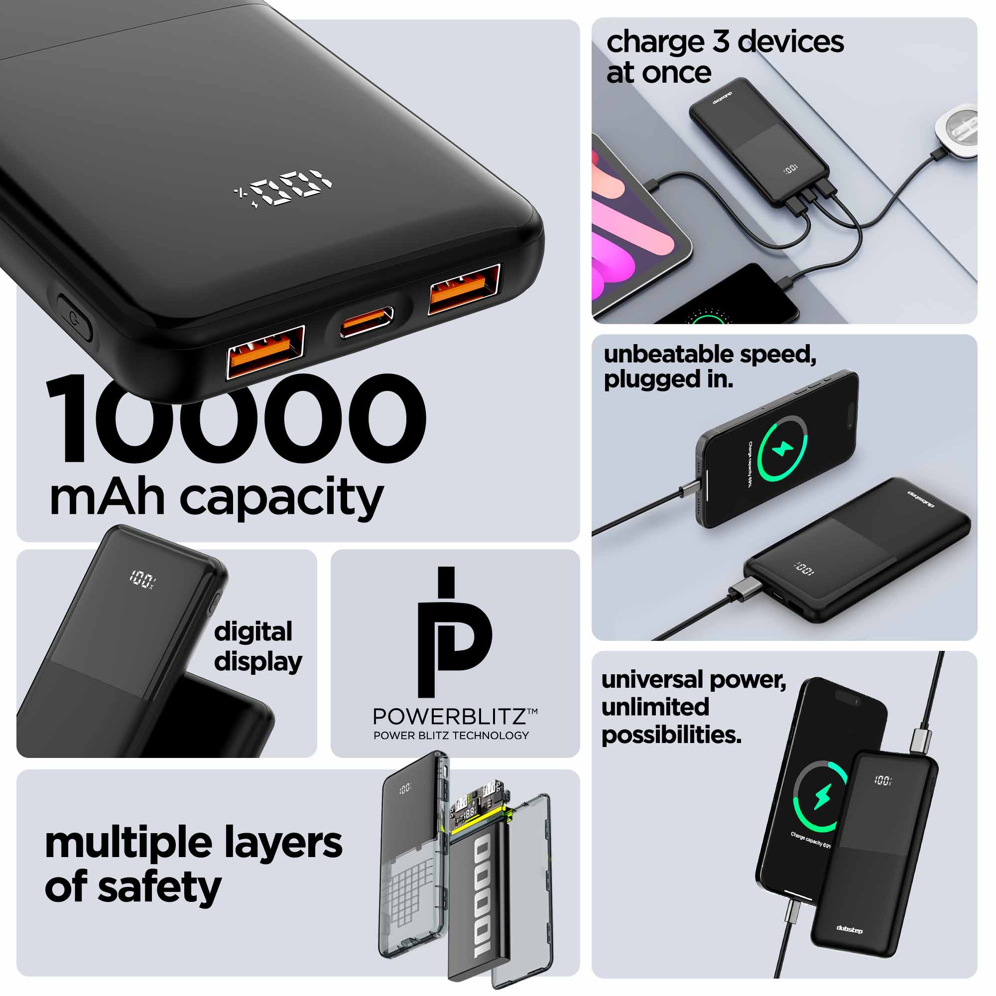 Powerblitz X2 multi-device charging powerbank