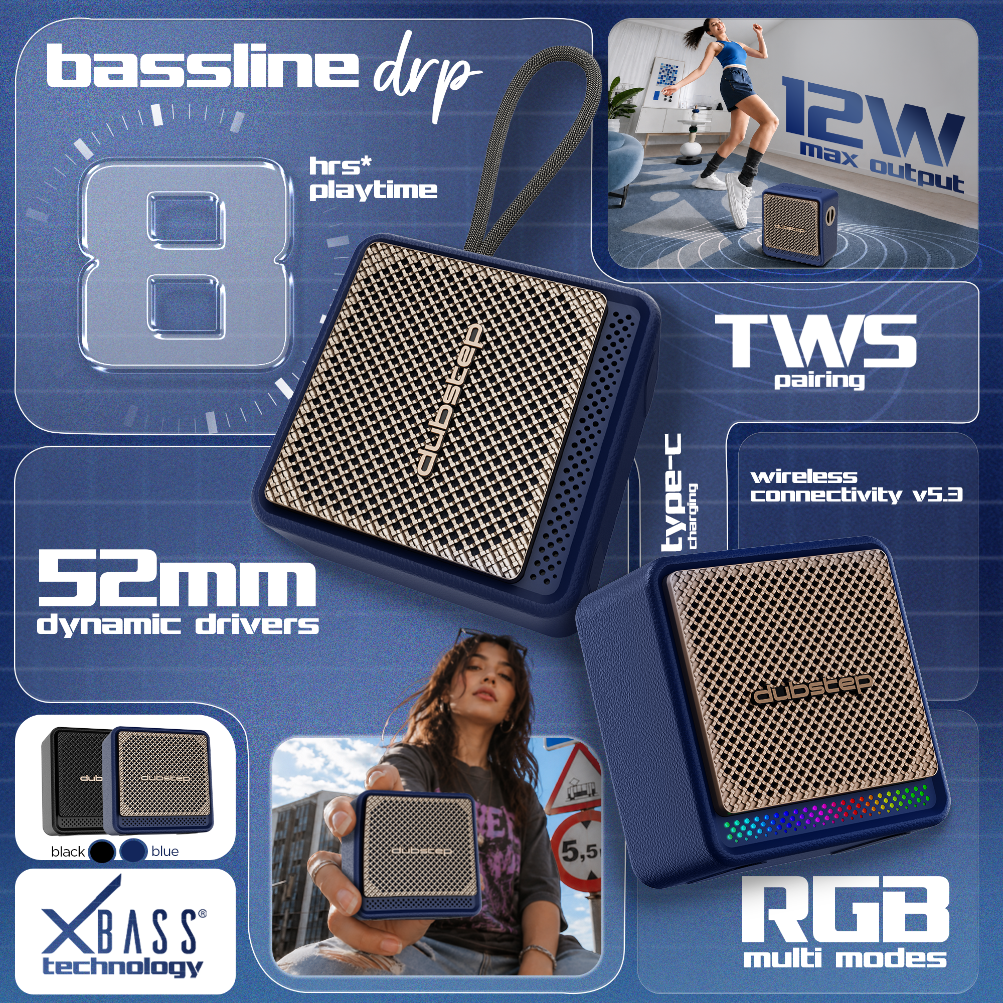 Bassline DRP Speaker Blue