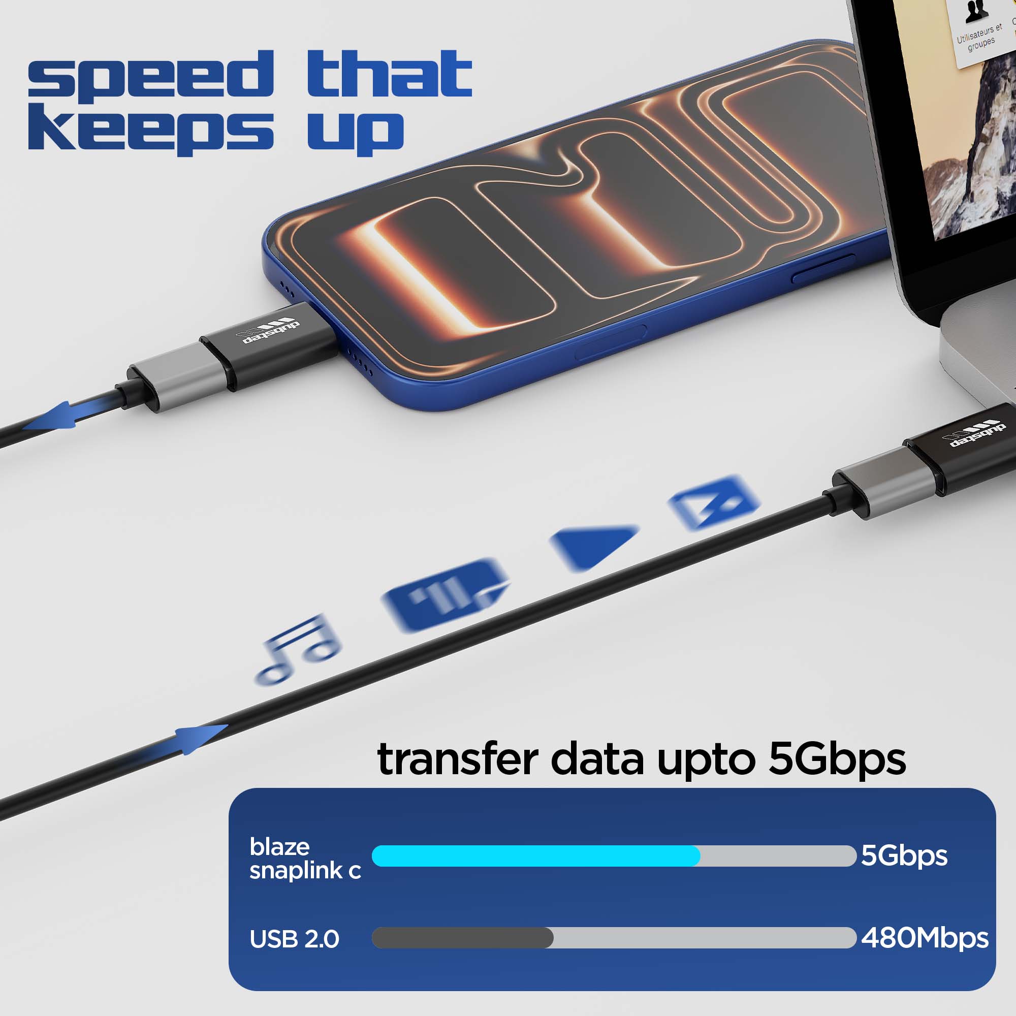 Blaze SnaplinkGo C USB-A to type-C OTG Connector
