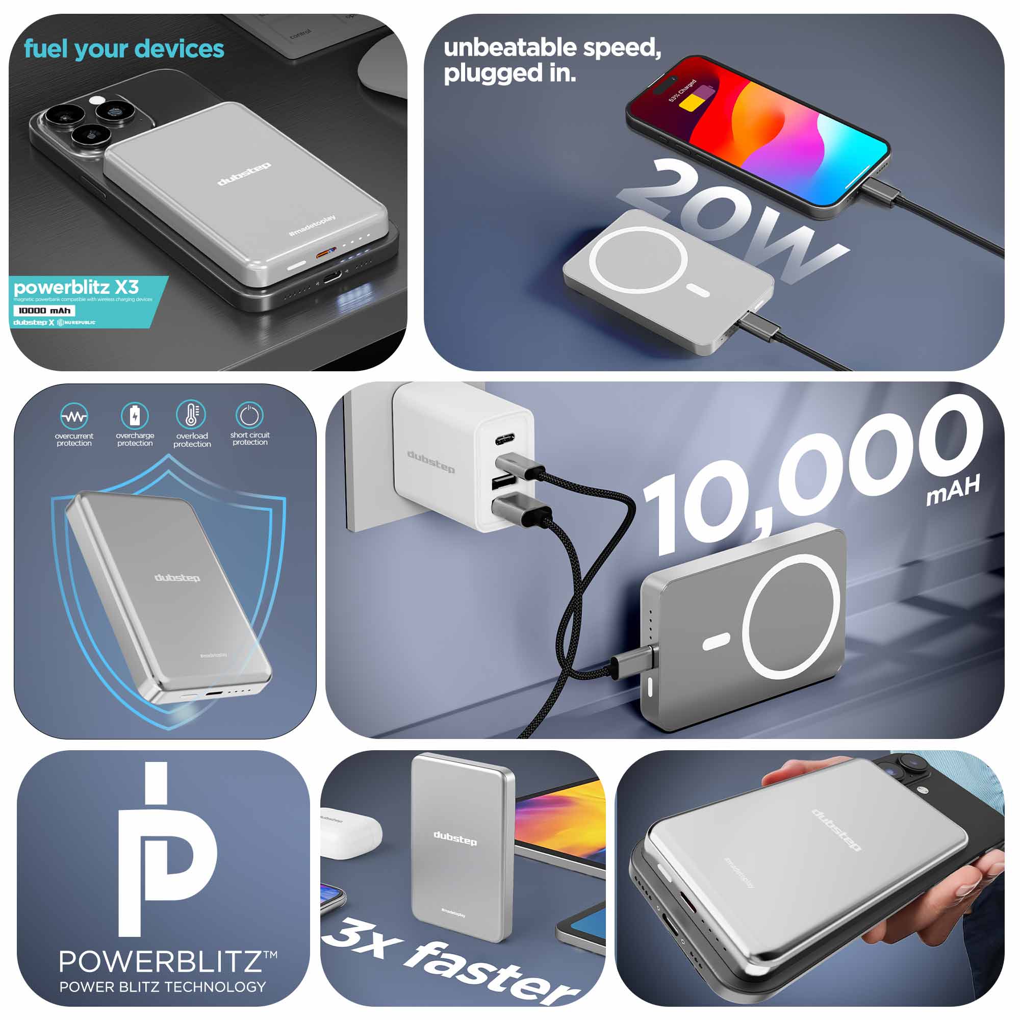 Powerblitz X3 Magsafe charging powerbank 10,000mAh